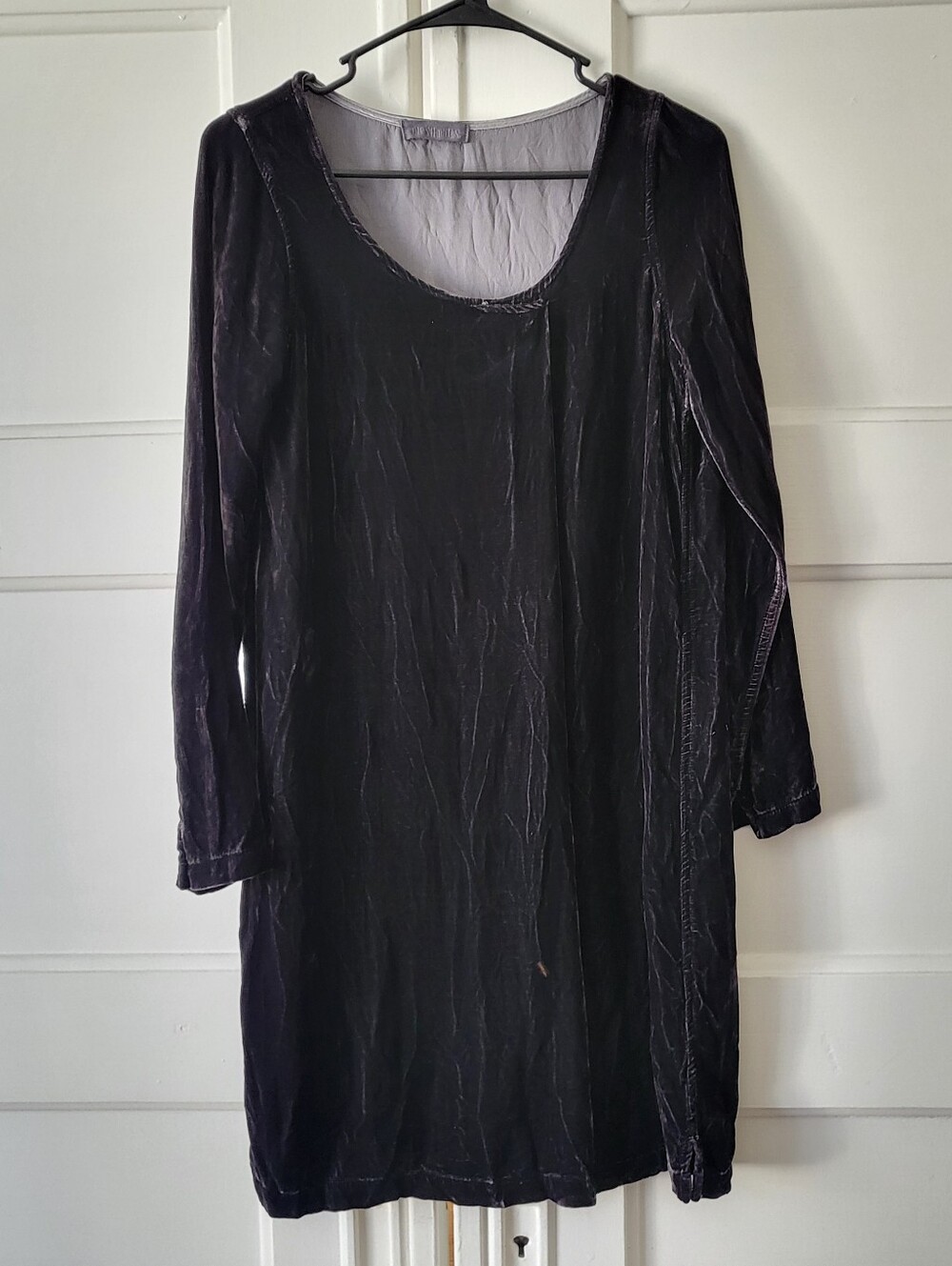 CP Shades Dark Gray Silk Rayon Velvet Long Sleeve Swing Dress XS